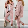 Women's Suits Blazers Women Business Suit Women Long Sleeve Cardigan Turn-down Collar Coat Lace-up Mid Waist Pencil Pants Suit Women Plaid Print Suit 230426