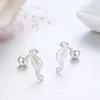 Boucles d'oreilles à tige mignon pur 925 en argent Sterling hippocampe vis arrière pour femmes filles enfants tout-petits Oorbellen Piercing bijoux Aretes