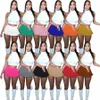 designer women's 2023 summer fashion solid color T-shirt Sexy mini multi-color pleated skirt two piece set u7du#