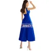 Anpassad färg Royal Blue A-Line Short Evening Dress Women's Tea Längd Satin V-ringad ärmlös Backless Prom-klänningar Robe