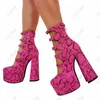 Olomm Women Spring Platform Ankle Boots Back back zipper block Heels Round toeかわいいゴールドピンクのパーティーシューズと私たちのサイズ5-15