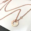 LIEFDE ketting voor dames ontwerper Vergulde 18K Dubbellaagse ketting T0P kwaliteit 925 zilveren mode klassieke stijl met doos 013