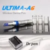 Wireless dermapen oplaadbare derma pen microneedling met 2 batterijen verstelbare naaldlengte 0,25-2,5 mm met 2 pc's cartridge