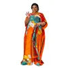 Roupas étnicas Oversize Mulheres Africanas Dubai Dashiki 2023 Moda Abaya Tamanho Livre Design de Impressão com Lenço Solto Vestido Longo