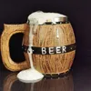 Tassen 580 ml Bierkrug im Eichenfass-Stil, Simulation eines Holzfass-Bierbechers, doppelwandiger Trinkbecher aus Metall, isoliert als Weihnachtsgeschenk 231124