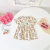 Mädchenkleider 1-4T Blumendruck Mädchenkleid Elegant Kleinkind Kind Babykleidung Sommer Kurzarm Schleife Blumen Niedlich Boho Strand Outfit