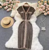 Fashionable Feminine V-neck Button Wrap Hip Dress 27