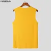 Topy z czołgami męskimi Inden Tops American Style Men Dust Out Out Knitting Design Tank Tops Fashion Male Solid Allmatch Proste kamizelki S5XL 230425