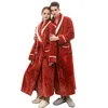 Autumn and winter plus fat plus size thick couple robe Beibei fleece men's and women's home wear explosion
