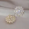 Ohrstecker Korea Design Modeschmuck 14 Karat vergoldet Luxus Rosa Zirkon Blumen Elegante Frauen Hochzeit Zubehör