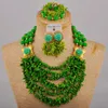 Ensemble collier et boucles d'oreilles pour femmes africaines, accessoires de mariage, robe de mariée nigériane, corail vert, branche fragmentée, XK-46