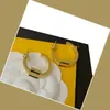 18k Gold Plated Hoop örhängen 3 färger Silver Stud Letter Studs Geometry Earrings Lover Earing Exquisite Jewlry Earing Studs Set Gift 1