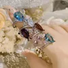クラスターリングフレンチヴィンテージラグジュアリーカラフルなドロップレットキュービックジルコニアリサイ可能な女性婚約リングウェディングディナーロマンチックな宝石