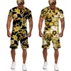 Men's Tracksuits Summer Luxury Golden Chain 3D Print Men Set Fashion Hawaiian Couple Outfit Casual Women Streetwear T-shirt/shorts/suit