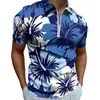 Polos masculinos de pólo floral camisa de pólo rosa impressão casual estilo diário estilo masculino de mangas curtas de manga curta camisetas de design de colarinho virado