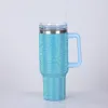 Wholesale 40oz Diamond Handle Tumblers Without Logo 1200ml Stainless Steel Water Bottles Colorful Shinny Drinking Cups Double Wall Insulated Tumbler A12