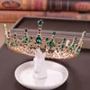 Hair Clips Green Crystal Rhinestone Bridal Tiara And Crown Jewelry Full Circle Noiva Bride Diadem Headpiece Wedding Accessories VL