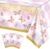 Table Cloth 1PC Butterfly Tablecloth 130 220cm Glitter Plastic Disposable Cover For Seasonal Weddings Birthday Girls Baby Shower Decor