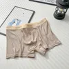 Mutande da uomo a vita media mutandine di seta di ghiaccio boxer slip tinta unita lucido bauli custodia intimo uomo pantaloncini lingerie