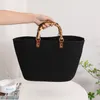 Sacos de compras bambu manusear bolsas femininas fios de algodão Tote bolsas de praia de tira de verão para mulheres Bolsa de palha boêmia Boho embreagem 230426