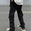 Men's Pants Y2K Black Streetwear Casual Techwear Korean Cargo Pants Men Overalls Low Waist Joggers Trousers Alt Baggy Sweatpants Clothes 230425