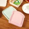 Servis uppsättningar Bento Box Plastic Solid Color Toast Shape Sandwich Case stor kapacitet Anti-deformerad bra tätningsbehållare för picknick