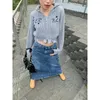 Women's Knits Korobov Y2k Clothes Hooded Knitwears Letter Embroidery Double Zipper Crop Sweater Female Harajuku Style Korean Fashion