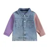 Jassen 1-5Y Kinderen Denim Jas Peuter Contrasterende Kraag Lange Mouw Revers Button Down Jassen Jongens Meisjes Lente Herfst Kleding Bovenkleding