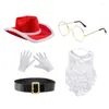 Baskar Santa Suit Cowboy Hat Beard Gelglas Bandana Gloves Belt Po Props Christmas Party Coaplay