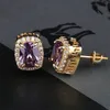 12 цветов Unisex Men Women Fashion Серьги желтые, Whte Gold Pling Bling Cz Серьги для вечеринок для свадебных украшений.