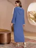 Robes décontractées Galabiyas arabes pour femmes Robe Femme Vintage à capuche Robe trapèze diamant col en v à manches longues caftan Abaya Ramadan Eid