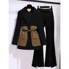 Women's Two Piece Pant's Autumn Winter Casual Blazers Jacket Matching Set Korean Elegant Midi Suit Coat Pants Female Clothing Suits 231124