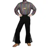 Men's Pants Shiny Sequin Men Bell-bottom Trousers Button Zip Closure Retro Disco Flared Hem For Halloween