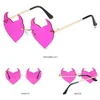 Sunglasses Cosplay Glasses UV Protection Halloween Decoration Devil Ear Heart Shape Rimless Rock Horn Fashion