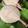 Puur handgemaakt cattail gras geweven stro pu fan cadeau