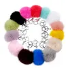 Portachiavi con palla di pelo di coniglio 8 cm Portachiavi in metallo dorato adorabile morbido Palla Pom Poms Portachiavi in peluche Portachiavi per auto Anelli per borsa Regalo DHL