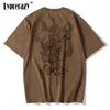 Men's TShirts Lyprerazy Chinese Vintage Monkey King Embroidery T Shirt Men Tshirt Men Streetwear TShirt Hip Hop 4XL Clothes Brown Cotton 230425