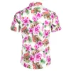 Camicie casual da uomo Hawaiian Mens Tropical Pink Floral Beach Shirt Summer Short Sleeve Vacation Abbigliamento Hawaii Uomo USA Taglia XXL