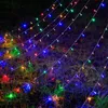 Trädgårdsdekorationer 8 lägen Solar LED Waterfall String Lights 350st Light Pärlor Lämpliga för Holiday Christmas Party Favor Garden Decoration Lights 231124