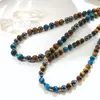 Girocollo Lii Ji 10mm/12mm Occhio di tigre Ematite Multi pietra Collana in acciaio inossidabile 56cm Trendy Bohe per uomo