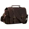 Briefcases Genuine Leather Men Briefcase Messenger Bags Crazy Horse Camera Bag Business Male Laptop Tote