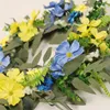 Dekorativa blommor kosmos fjäderkrans för ytterdörr sommar korg handvävd hem dekoration väggfönster