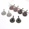 Boucles d'oreilles pendantes mode luxe fleur goutte pour les femmes Vintage bohème rose noir cristal bijoux de mariage cadeau en gros
