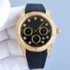 Ruoli RELOJ RELOJES Diamond Watch Mens orologio Orologi di movimento meccanico automatico 40 mm Cintino in gomma Sapphire Design impermeabile Montre de Luxe