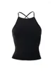 Women's T Shirts 2024 Women Tank Tops Sexy Halter Neck Sleeveless Solid Color Tie Up Bandage Backless Casual Shirt Crop Party Camis