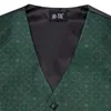 Gilet da uomo Classico da uomo Cravatta di seta verde scuro Set senza maniche Gilet occidentale Giacca Cravatta Fazzoletto Gemelli Matrimonio Business Hi-Tie