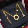 Colar para mulheres AMOR Dupla face redonda bolo designer diamante banhado a ouro 18K reproduções oficiais joias da moda presentes premium 006