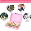 Учебная посуда наборы 2x Bento Box Lunch для детей/взрослых с отсеками утечка школа/Picnic Travel (синий)