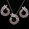 Necklace Earrings Set Trendy Luxury Wedding Bridal Women Pendant And Jewelry Sparkling CZ Stone For Ladies
