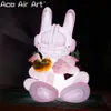 LED Lighting Pink Bunny Inflatible Dekoracja Zły królik ze złotym sercem i skrzydłami na Walentynki